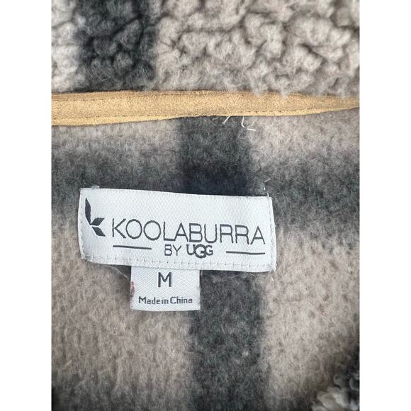 Ugg Koolaburra Fleece Jacket Brown Beige Plaid Vintage Check Design Size Medium - Picture 4 of 7